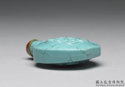 图片[3]-Porcelain snuff bottle with “double joy” auspicious decoration in turquoise blue glaze, Qing dynasty, 18th century-China Archive